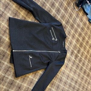 Black Textured Jacket with Silver Zippers GENERATION LOVE